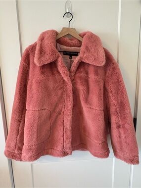 Urban Republic Coral Pink Faux Fur Teddy Jacket, Size XL